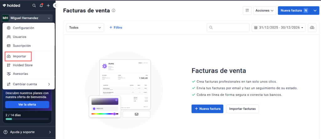 2 Acceder al Área de Importación - Taxolé