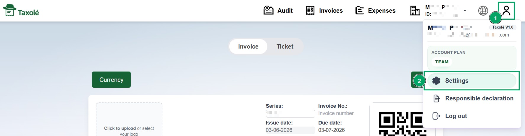 Name verification in Taxolé - Settings